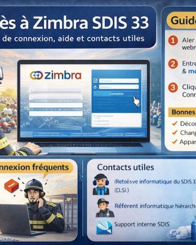 Guide de connexion à Zimbra SDIS 33 : accès, aide et contacts utiles